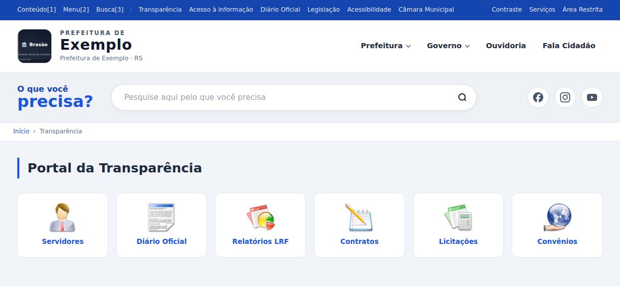 Página inicial do Portal da Transparência de uma prefeitura